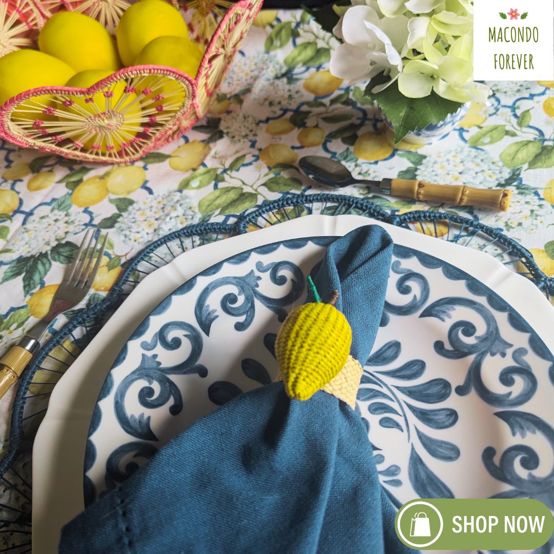 Lemon Handwoven Iraca Napkin Ring