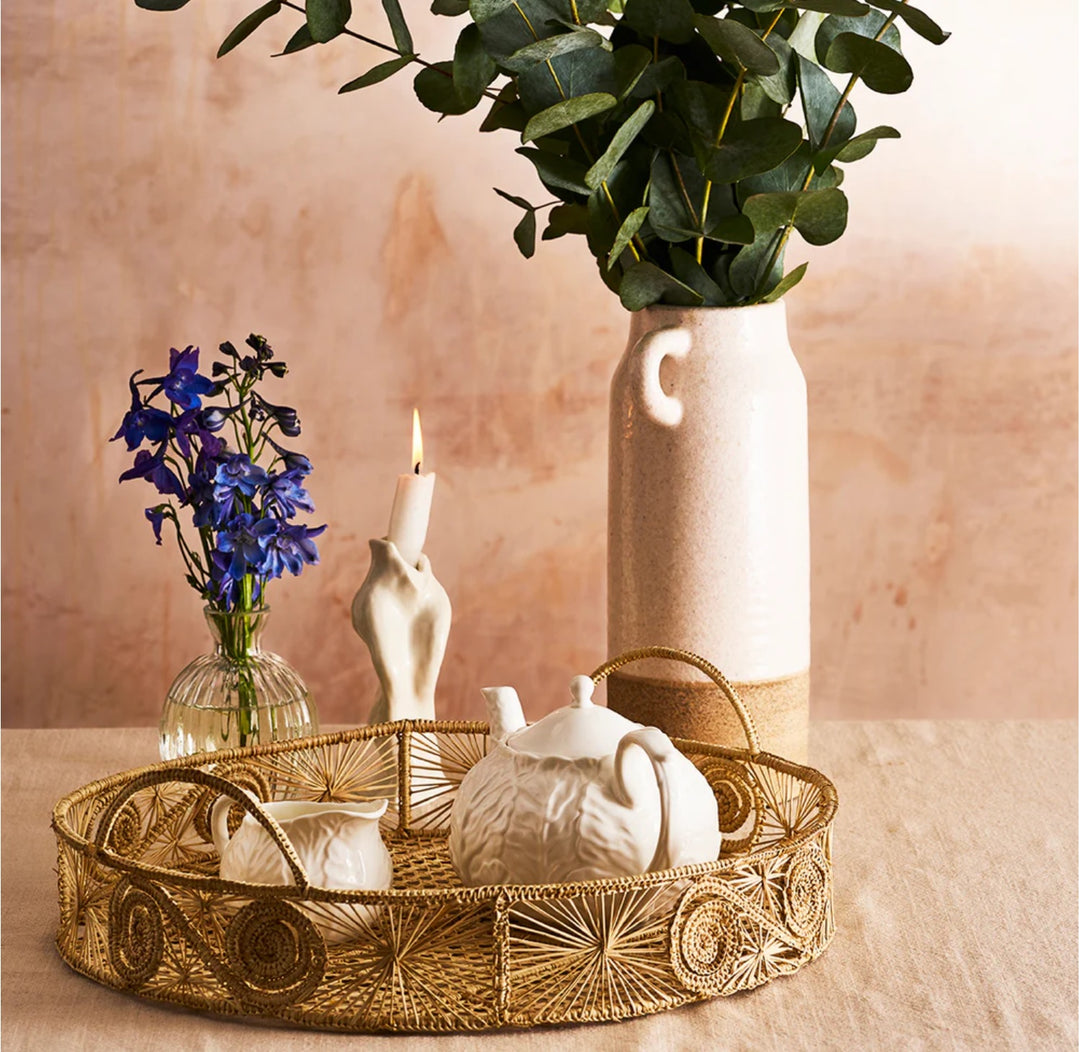 Caracoli Round Handwoven Decorative Iraca Tray