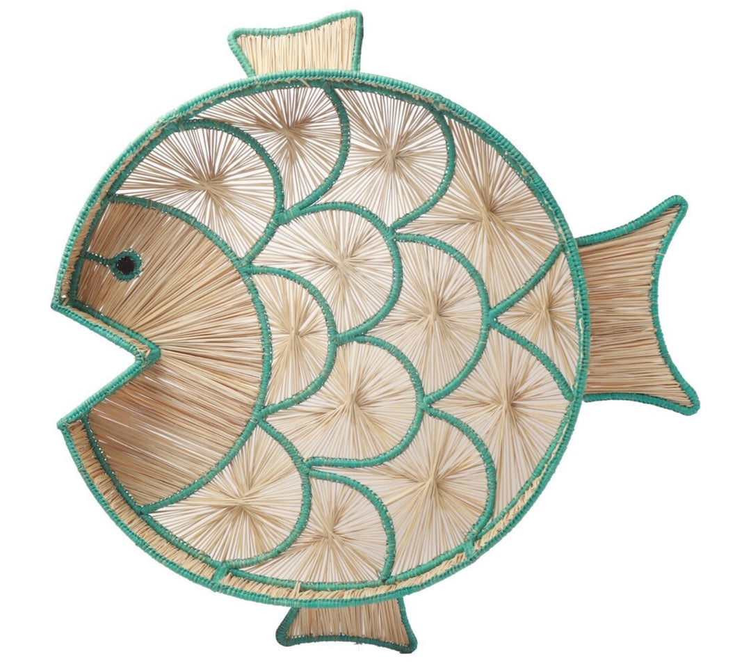 Fish Round Handwoven Decorative Iraca Tray