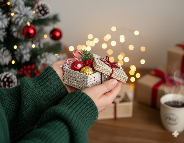 Christmas Handwoven Iraca Palm Gift Box with Lid