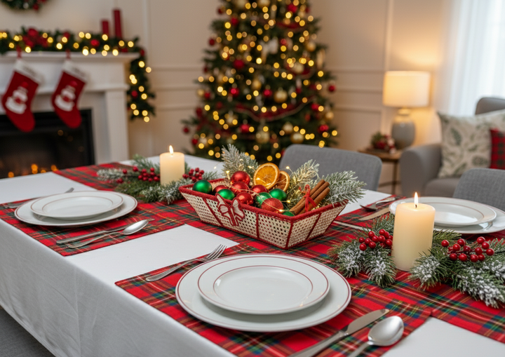 Christmas Joy Square Handwoven Iraca Palm Tray