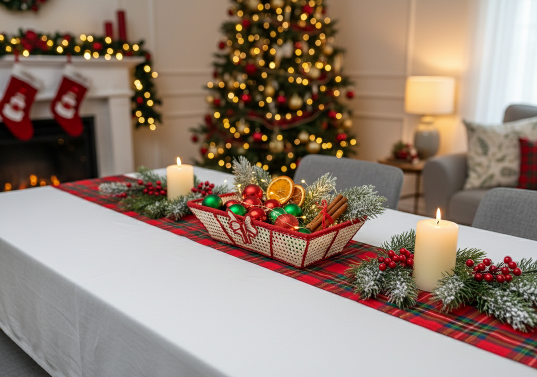 Christmas Joy Square Handwoven Iraca Palm Tray