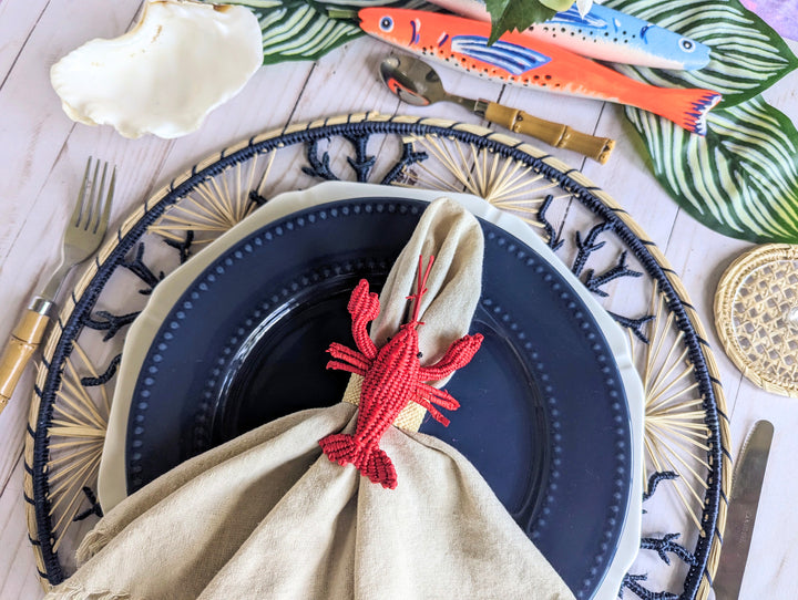 Lobster Handwoven Iraca Napkin Ring
