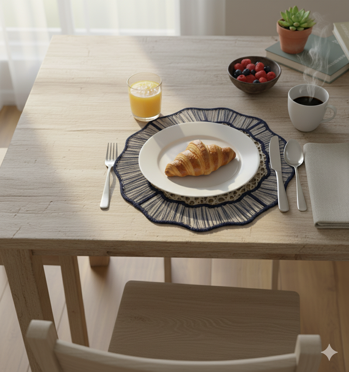 Marell Handwoven Round Iraca Palm Placemat | Boho Table Decor