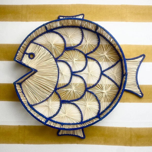 Fish Round Handwoven Decorative Iraca Tray
