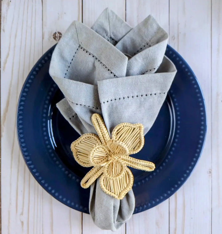 Orchid Iraca palm woven napkin ring
