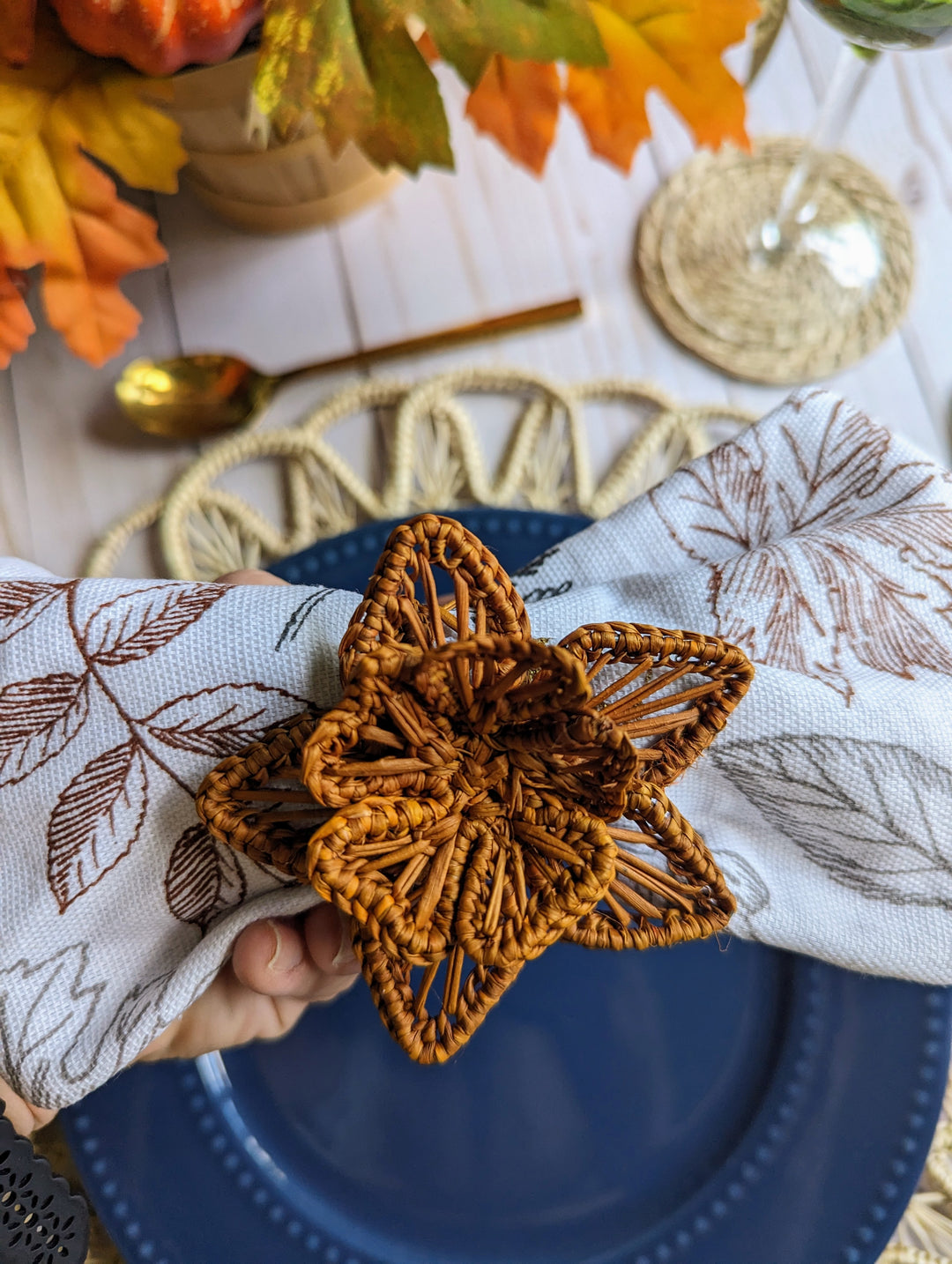 Thanksgiving Star Flower Napkin Ring Macondo Forever