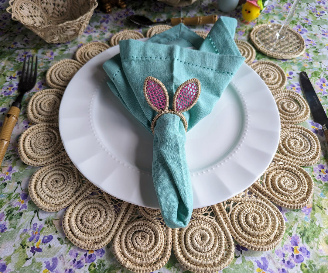 Easter Bunny Ears Handwoven Iraca Napkin Ring