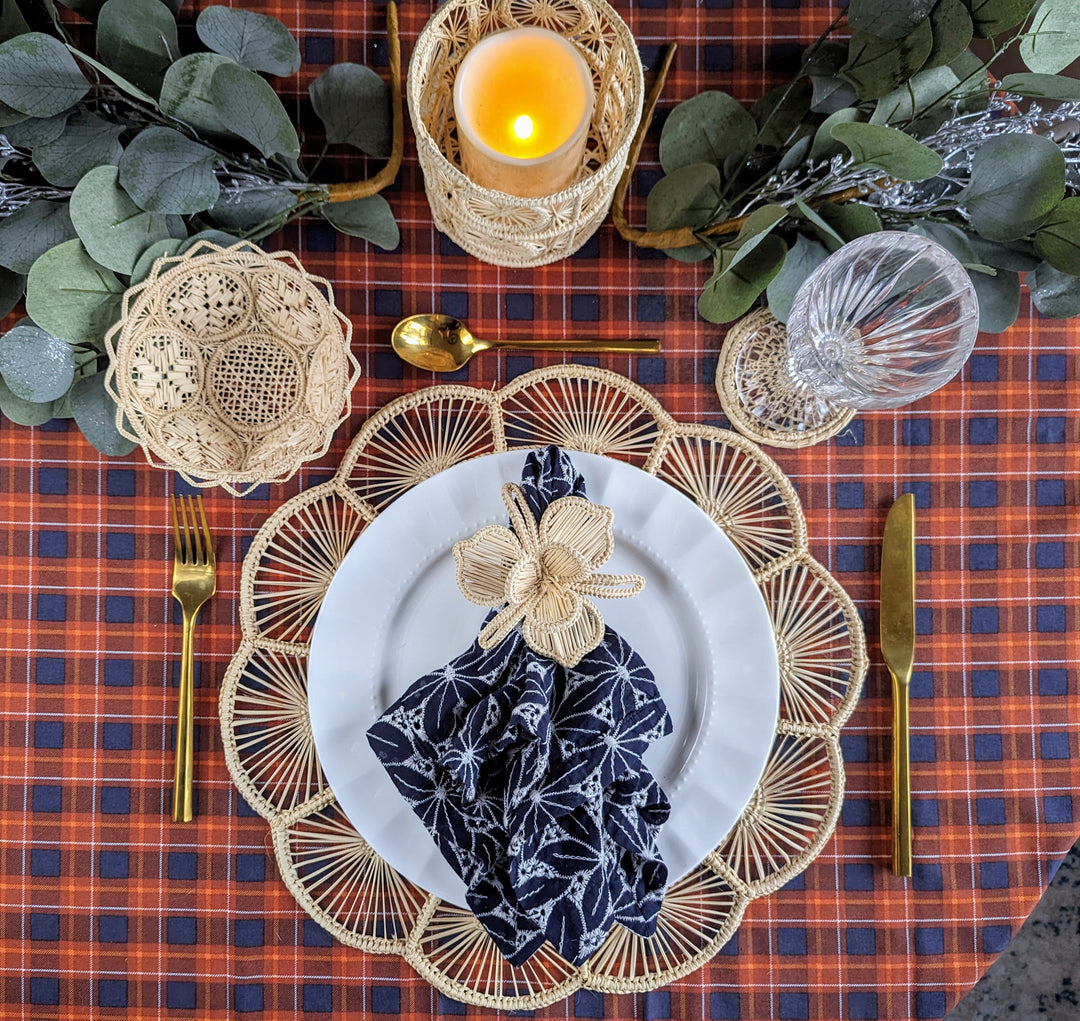 Petal Perfection Handwoven Iraca Placemat