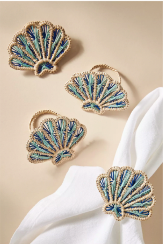 Shell Handwoven Iraca Napkin Rings