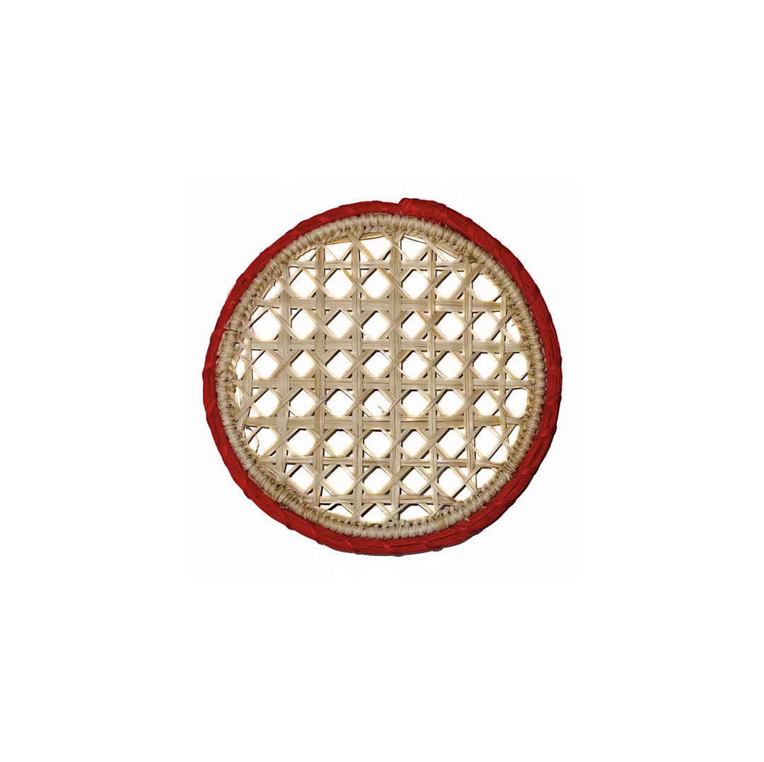 Christmas Handwoven Iraca Palm Coaster with Red Border