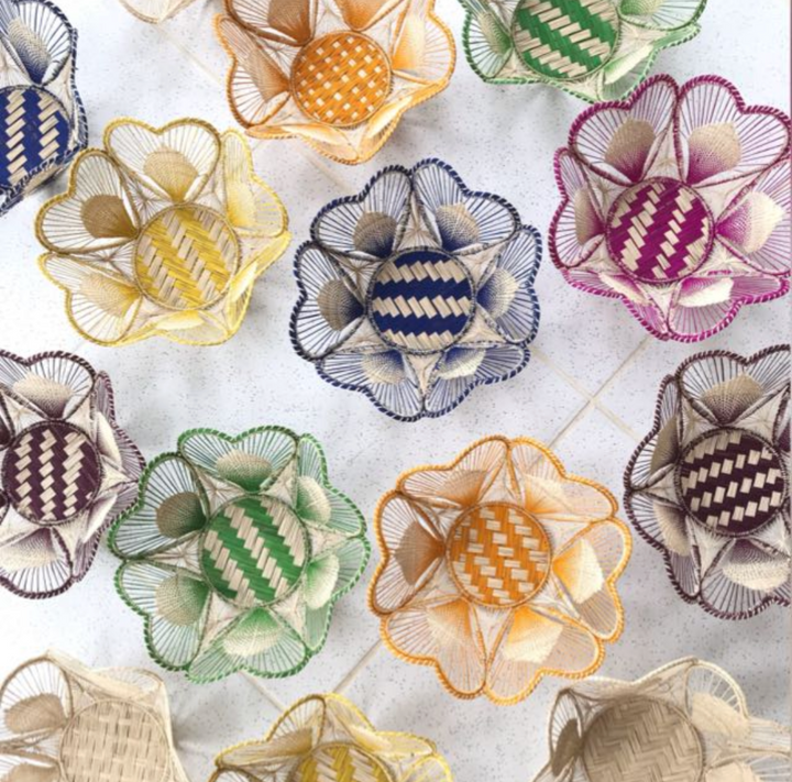 10" Floral Handwoven Iraca Bread Basket