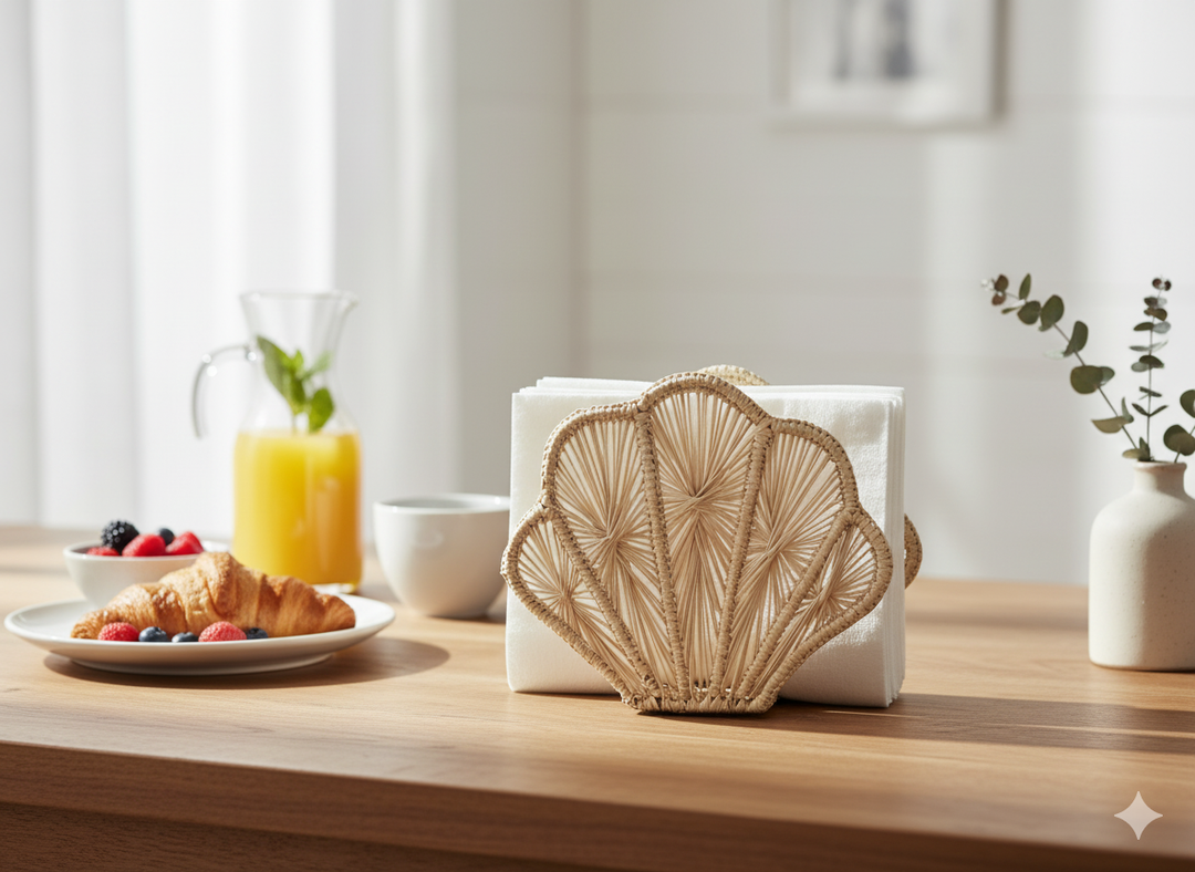 Seashell Handwoven Iraca Napkin Holder