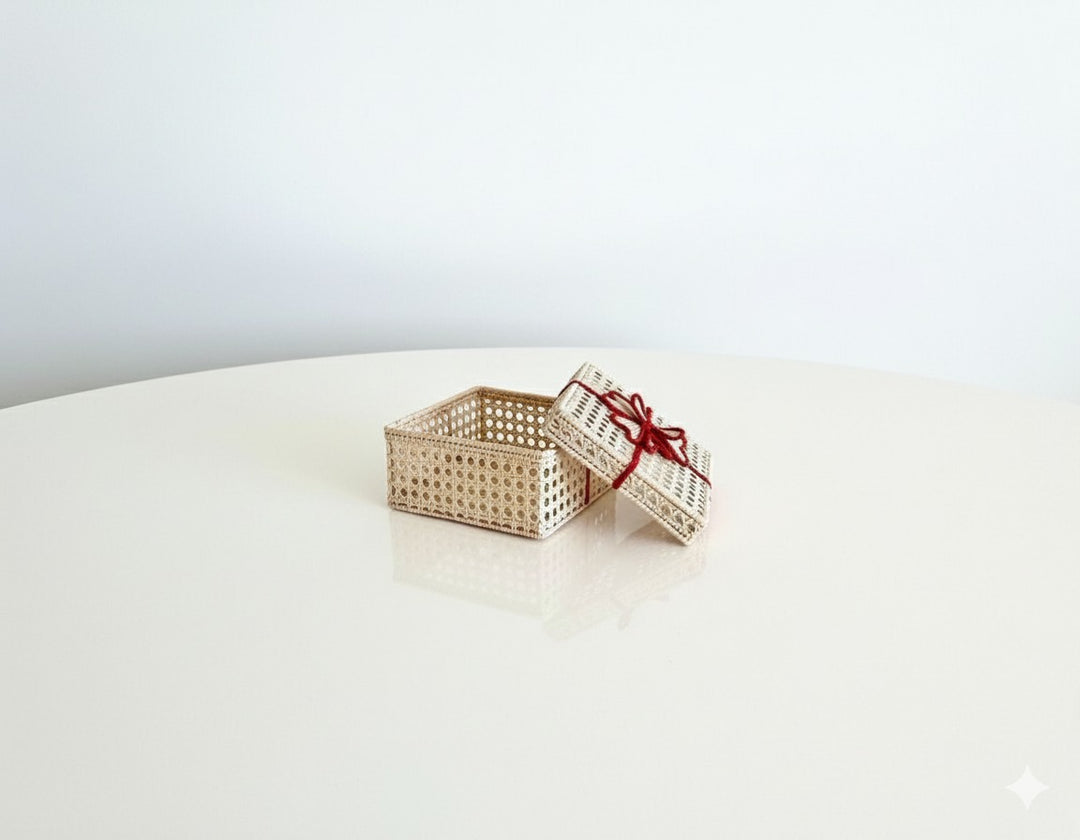 Christmas Handwoven Iraca Palm Gift Box with Lid