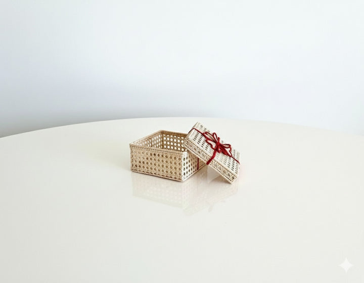 Christmas Handwoven Iraca Palm Gift Box with Lid