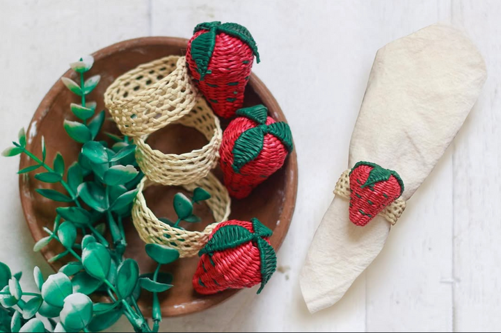 Strawberry Handwoven Iraca Napkin Ring