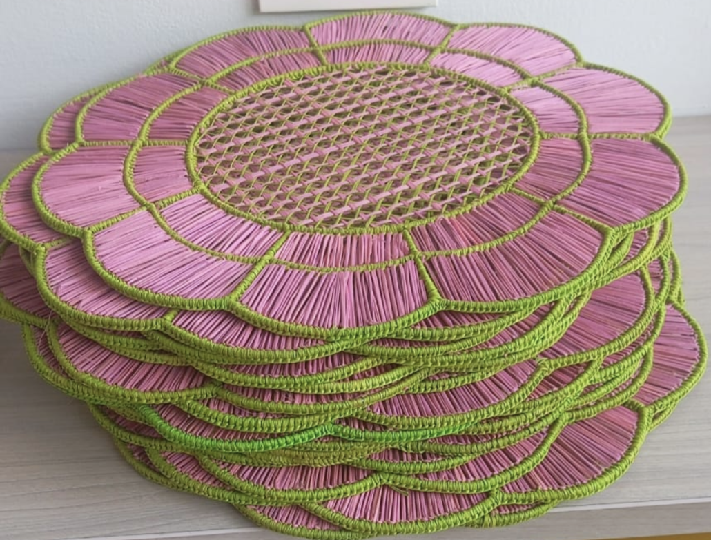 Blush Bloom Handwoven Placemats - Lilly Pulitzer Inspired