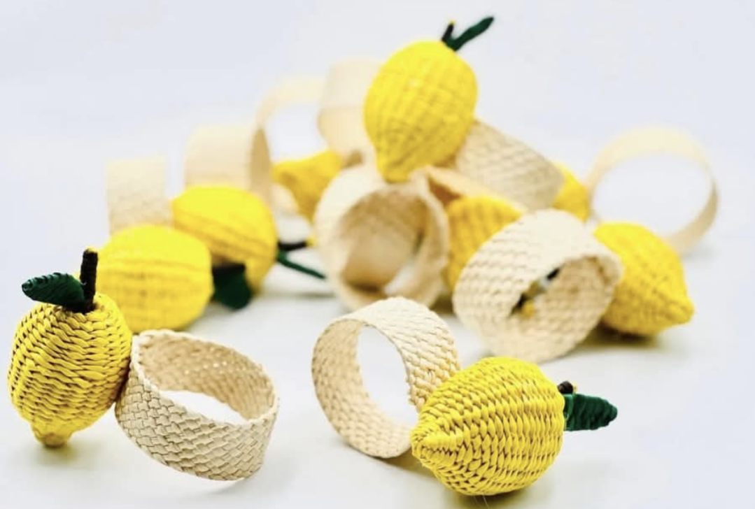 Lemon Handwoven Iraca Napkin Ring