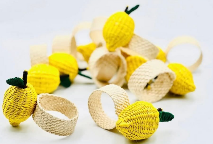 Lemon Handwoven Iraca Napkin Ring