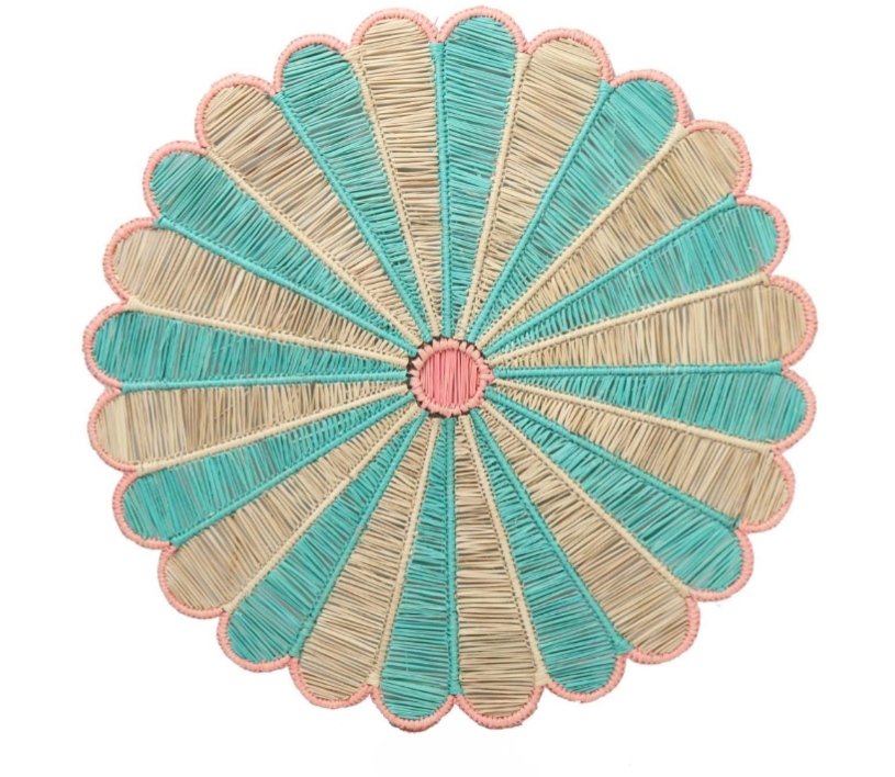 Aqua Blossom Woven Placemat