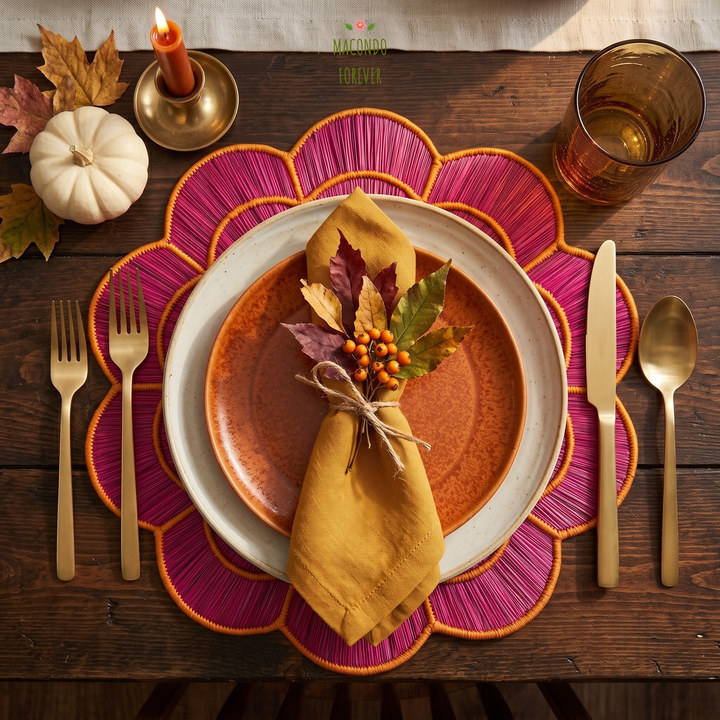 Sorbet Scalloped Handwoven Iraca Placemat
