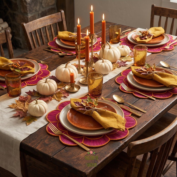 Sorbet Scalloped Handwoven Iraca Placemat