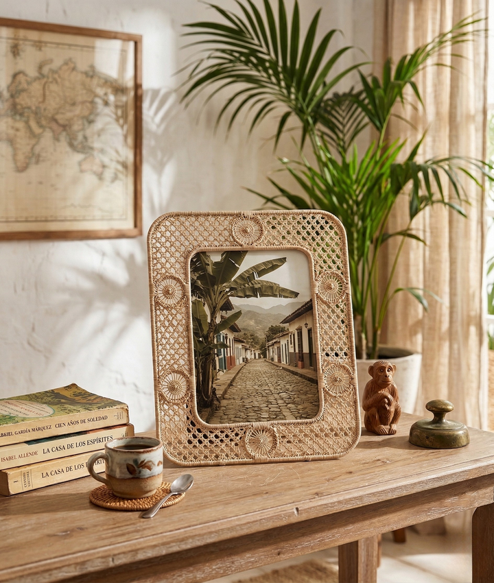 Sunburst Handwoven Iraca Picture Frame - 5x7 - MacondoForever