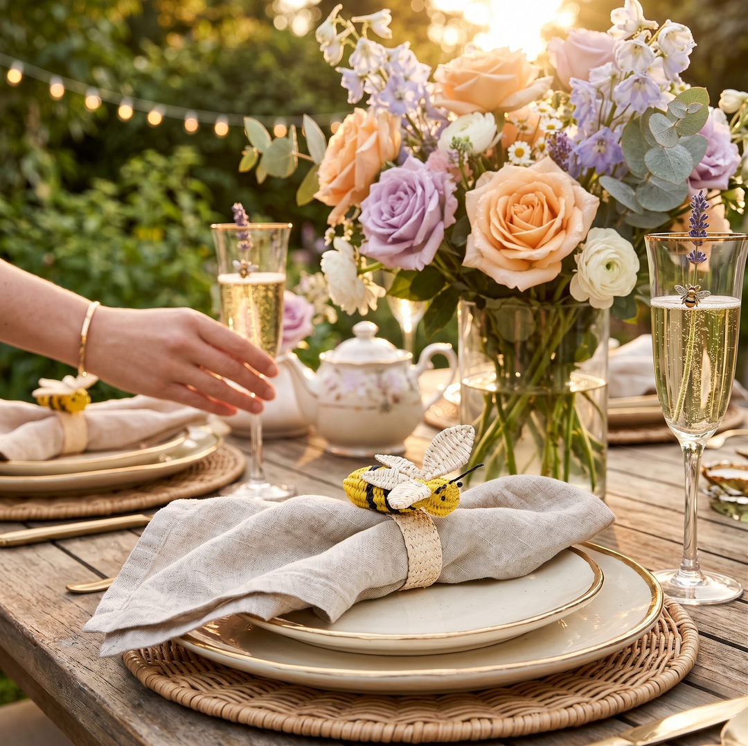 Bee Handwoven Iraca Palm Napkin Ring