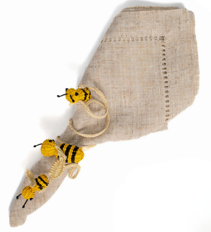 Busy Bees Handwoven Iraca Napkin Ring