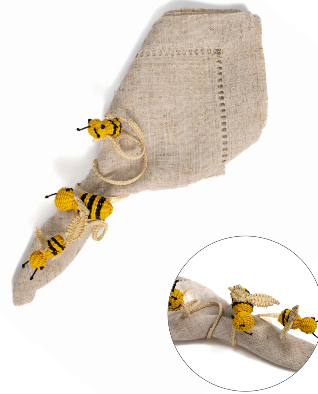 Busy Bees Handwoven Iraca Napkin Ring