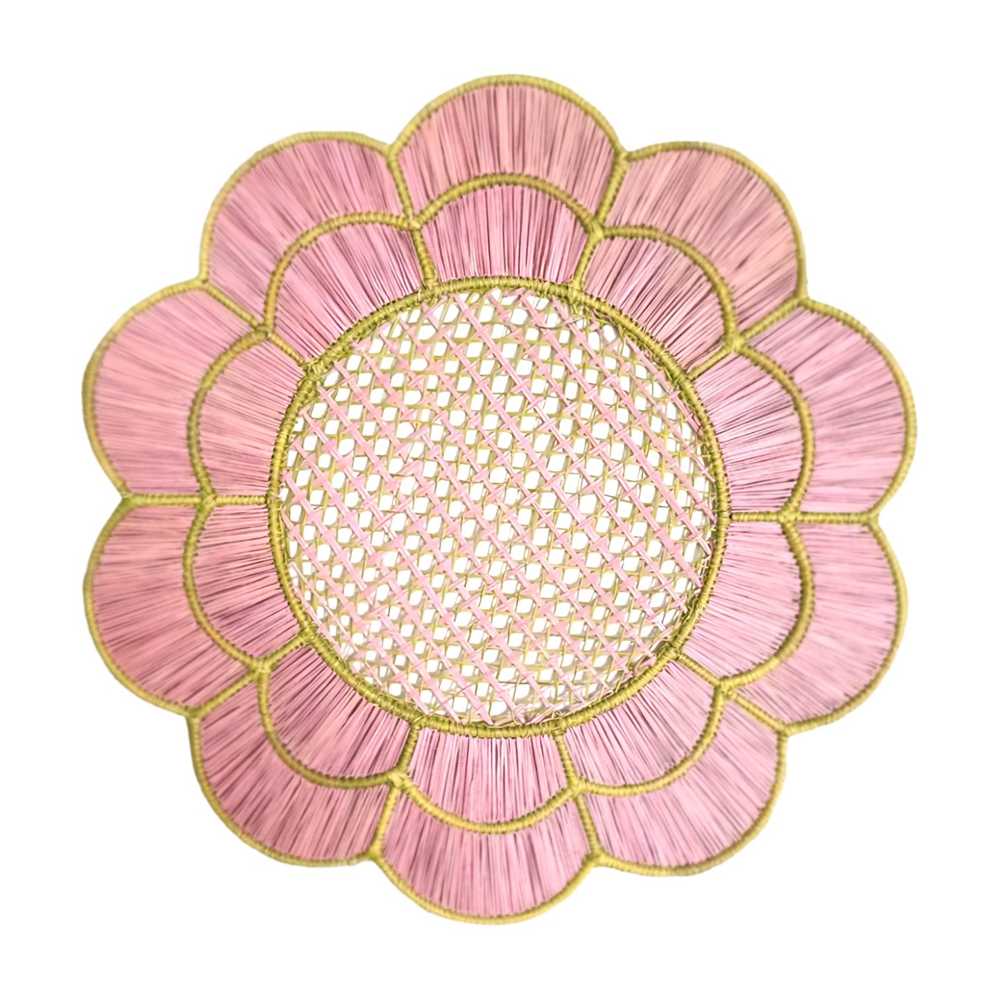 Blush Bloom handwoven placemat Lilly Pulitzer inspired style