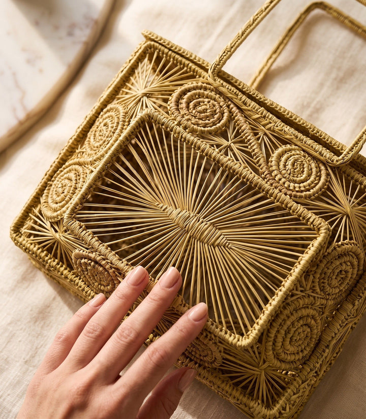 Caracoli Handwoven Iraca Box Purse