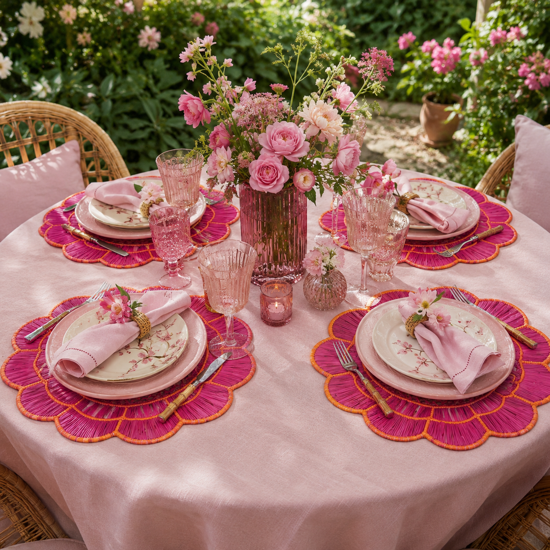 Sorbet Scalloped Handwoven Iraca Placemat
