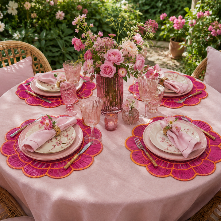 Sorbet Scalloped Handwoven Iraca Placemat
