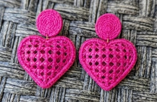 Heart Handwoven Iraca Palm Earrings