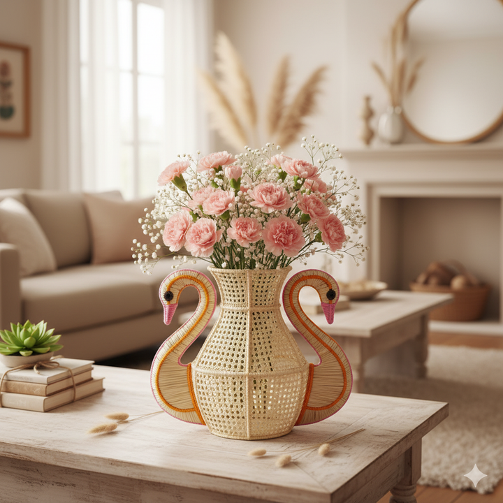 Swan Handwoven Iraca Palm Vase