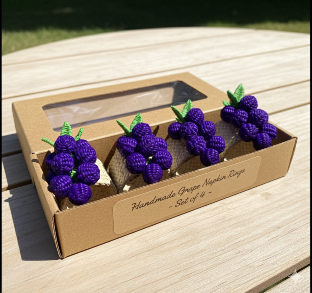 Grape Handwoven Iraca Charm Set Pack of 4