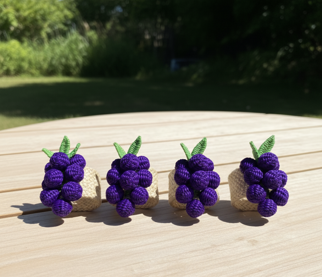 Grape Handwoven Iraca Charm Set Pack of 4