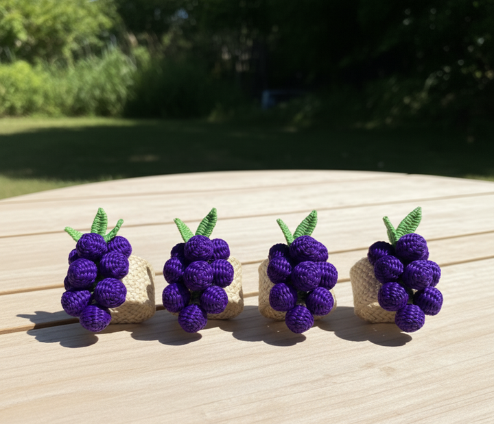 Grape Handwoven Iraca Charm Set Pack of 4