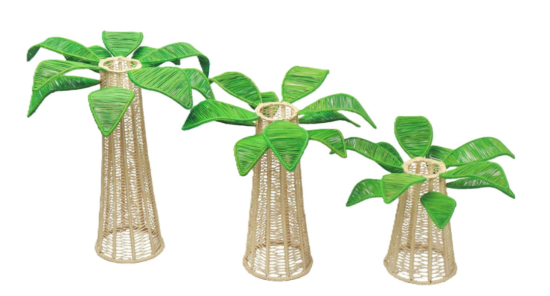 Green Palm Handwoven Iraca Candle Stand