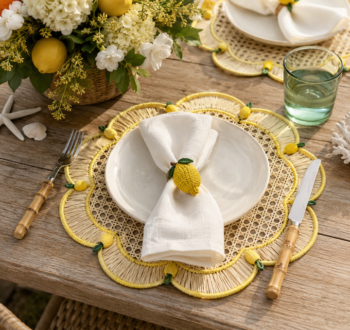 Lemon Blossom Handwoven Iraca Placemat