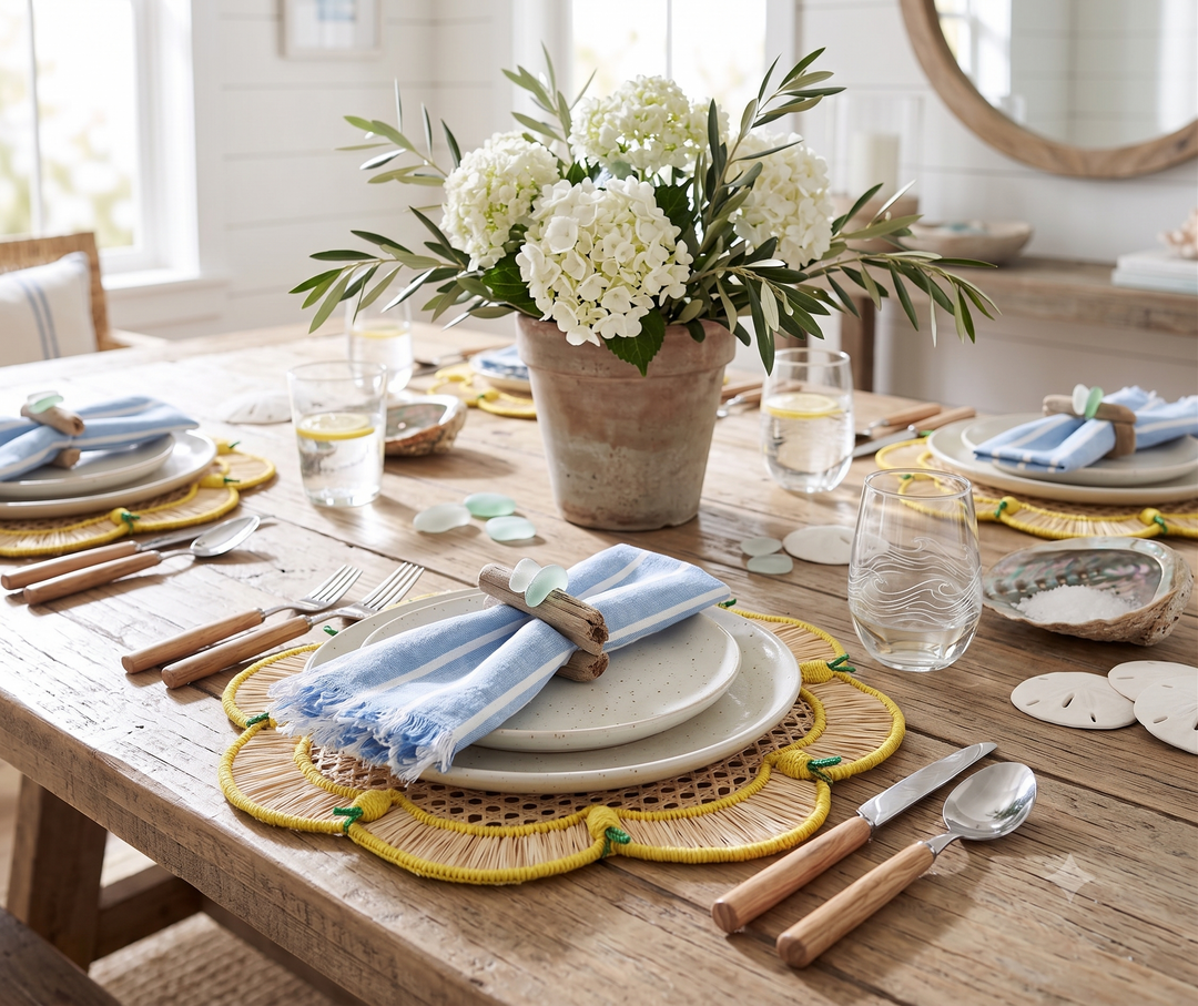 Lemon Blossom Handwoven Iraca Placemat