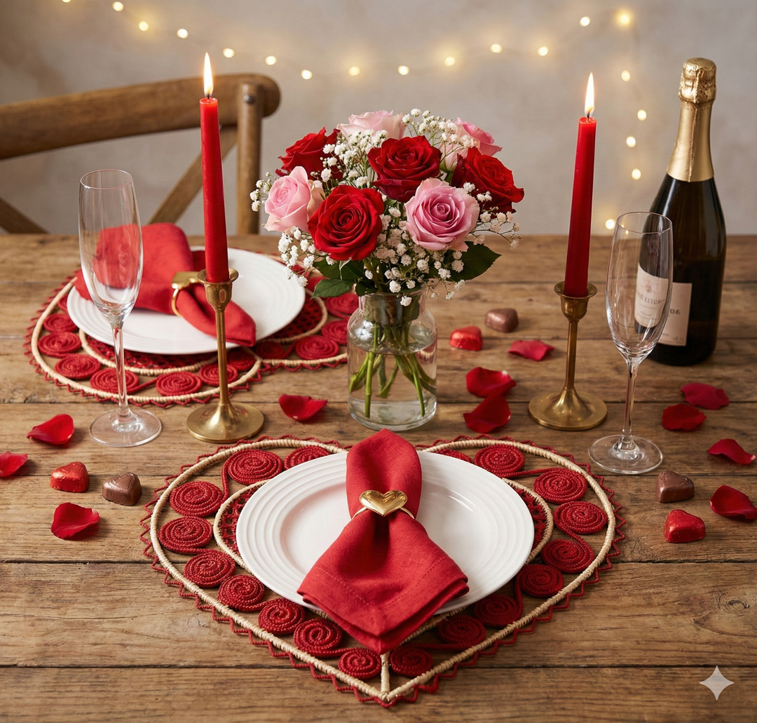 Heart Caracol Handwoven Iraca Placemat