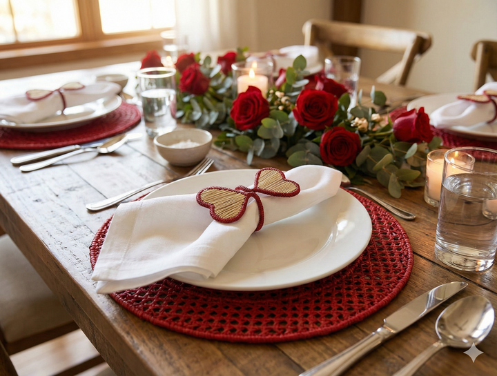 Heart to Heart Handwoven Iraca Napkin Ring