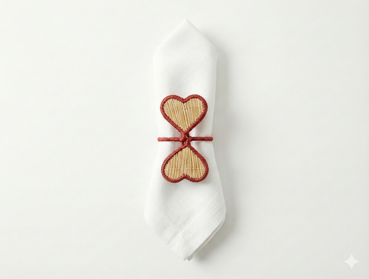 Heart to Heart Handwoven Iraca Napkin Ring
