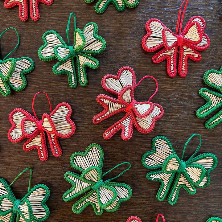 Holiday Bow Handwoven Iraca Palm Ornament