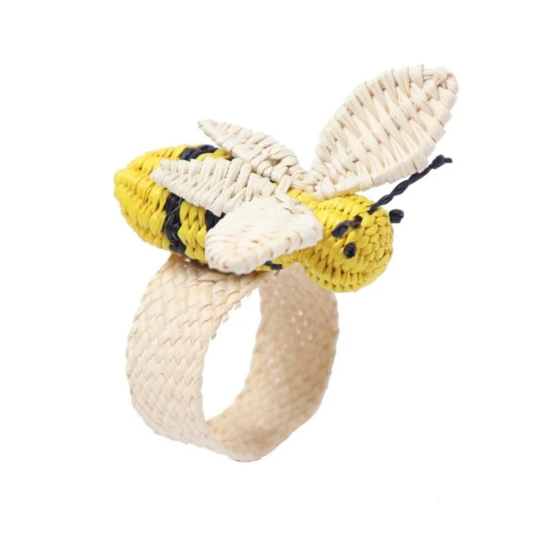 Bee Handwoven Iraca Palm Napkin Ring