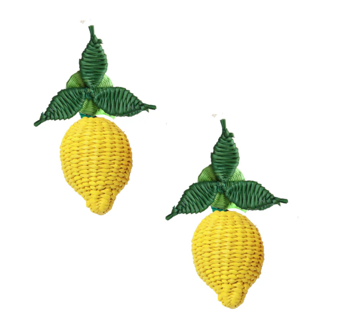 Lemon Handwoven Iraca Palm Earrings