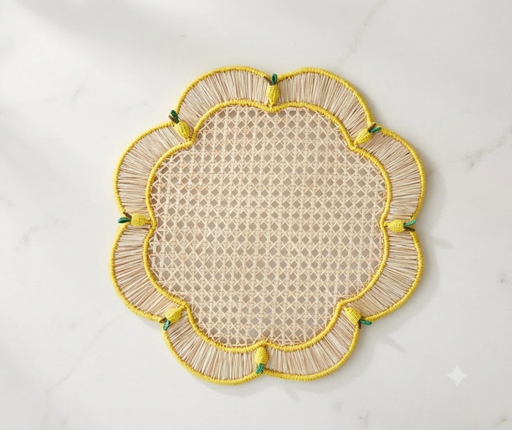 Lemon Blossom Handwoven Iraca Placemat