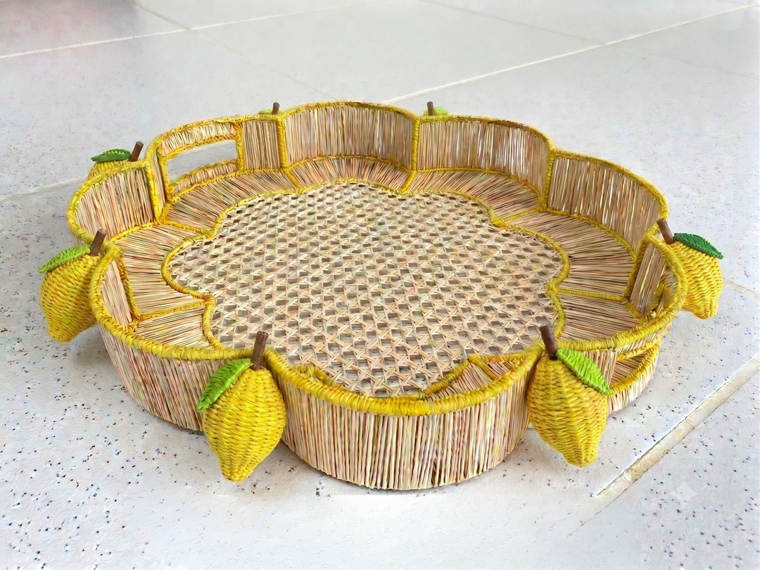 Lemon Blossom Handwoven Iraca Tray